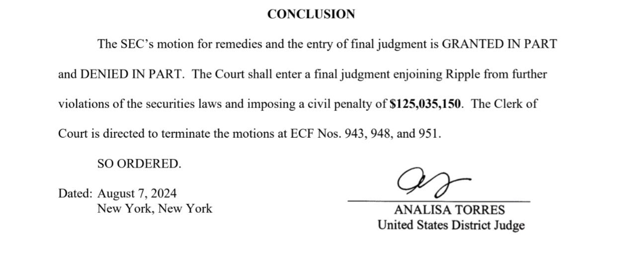 Décision de justice pour XRP contre la SEC
